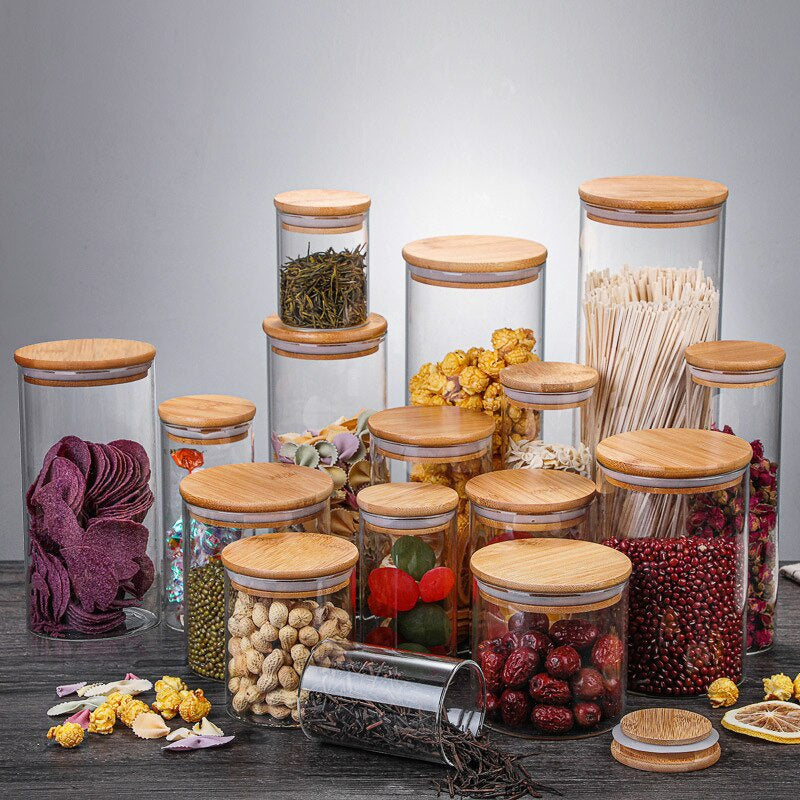 Kitchen Jars Containers, Wooden Container Bottle