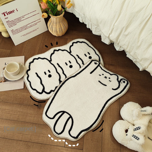 Cute Cat Carpet Plush Decoration Carpet Bedroom Bedside Blanket