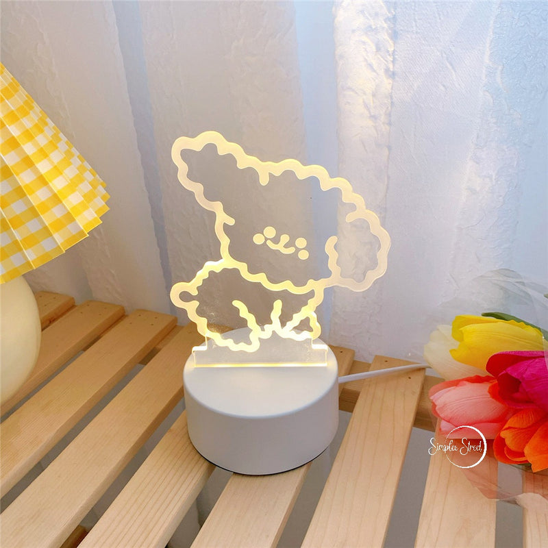 Cute Bear Lamp Dog Night Light Adjustable Source  Bedside Lights
