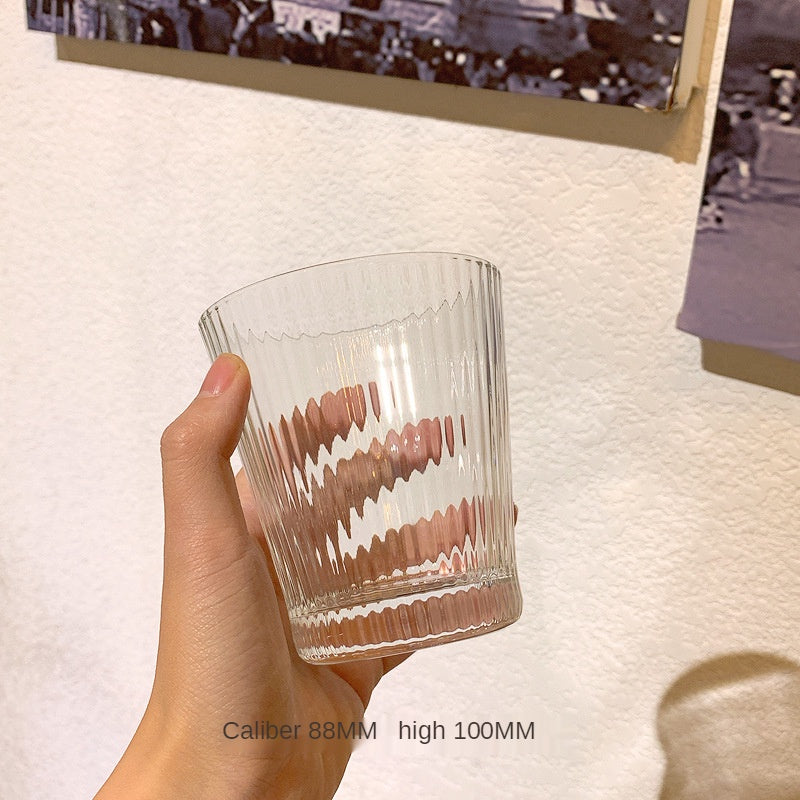 Transparent Striped Glass Cup Cute Large Capacity Coffee Milk Cups