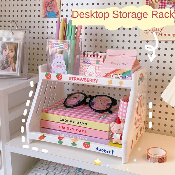 Two-Layer Storage Rack Dormitory Cosmetic Organizing Holder Storage Racks