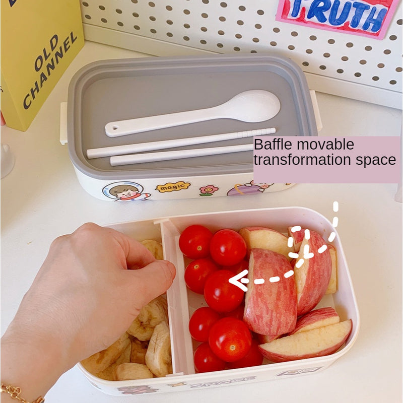 Double Layer Lunch Box Set Japanese Microwave Oven Separated Bento Box Office Lunch Box