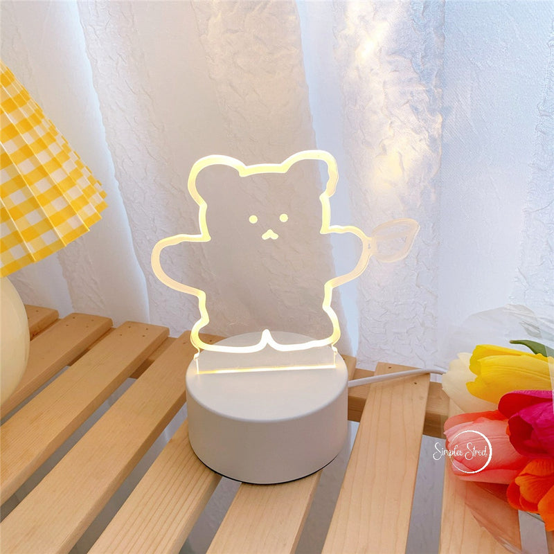Cute Bear Lamp Dog Night Light Adjustable Source  Bedside Lights
