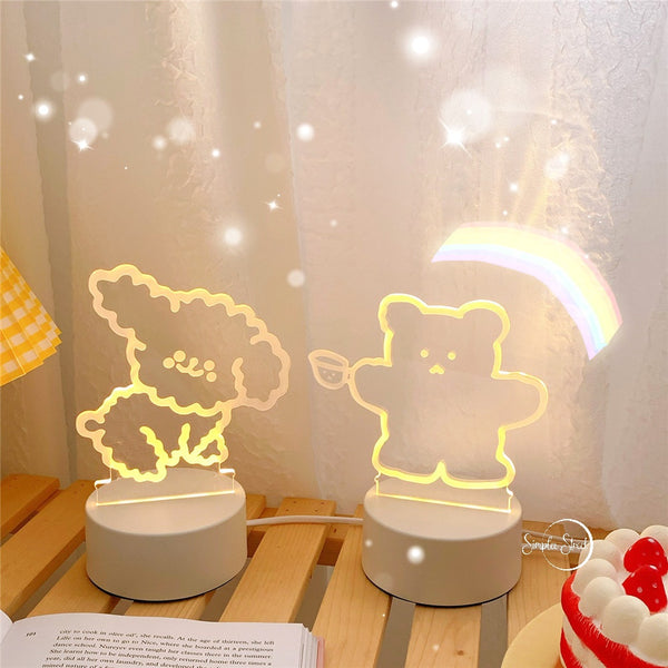 Cute Bear Lamp Dog Night Light Adjustable Source  Bedside Lights