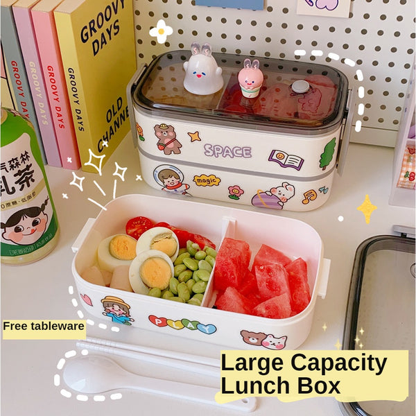 Double Layer Lunch Box Set Japanese Microwave Oven Separated Bento Box Office Lunch Box