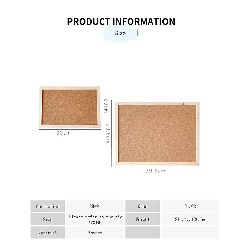 Wooden Frame Cork Board Set Decorative Wall Board