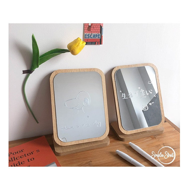 Wooden Foldable Make up Mirror Cosmetic Mirrors Student Dormitory