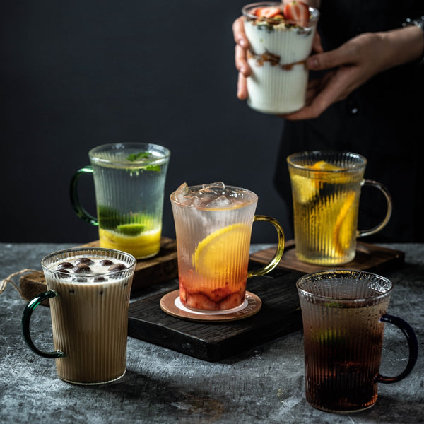 Vertical Pattern Glass Water Cup Heat-Resistant Juice Coffee Milk Cups