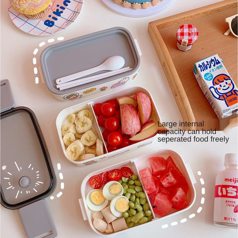 Double Layer Lunch Box Set Japanese Microwave Oven Separated Bento Box Office Lunch Box