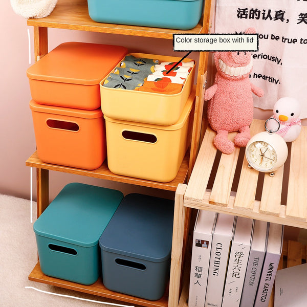 Morandi Color Desktop Storage Box Snacks Sundries Storage Boxs Cosmetics Large Capacity with Lid