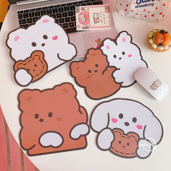 Korean Cute Bear Mouse Pad Waterproof  Rabbit Dog Mousepad