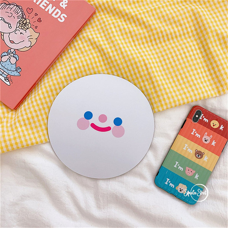 Mini Computer Mouse Pad Cute Smiley Waterproof Mousepad