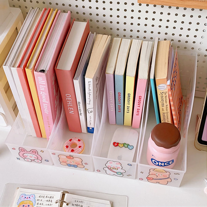Transparent  Book Stand Large Capacity  Desktop Bookshelf Cosmetics Box Storage