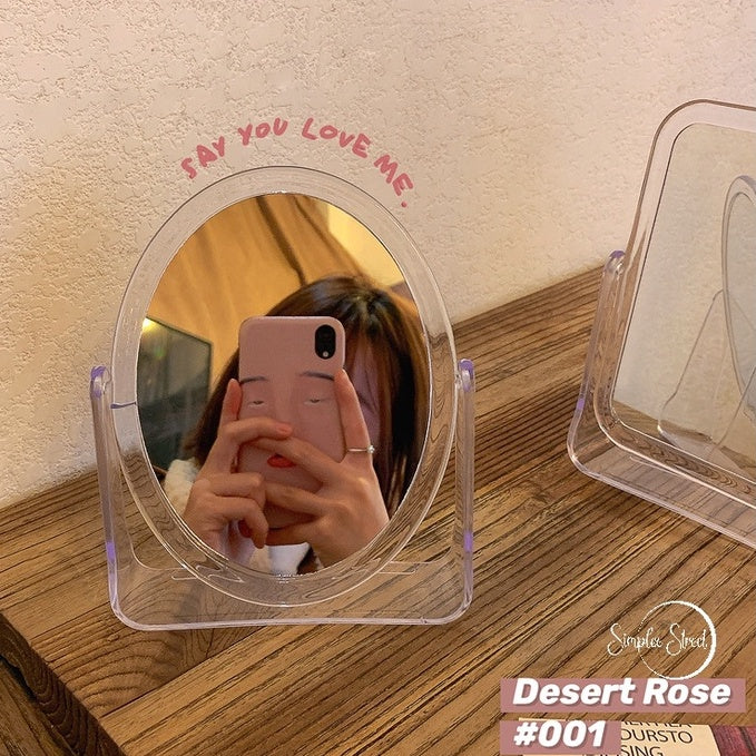 Transparent Rotary Mirror Makeup Mirror Cute Desktop Double-Sided Desktop Dressing Mirror
