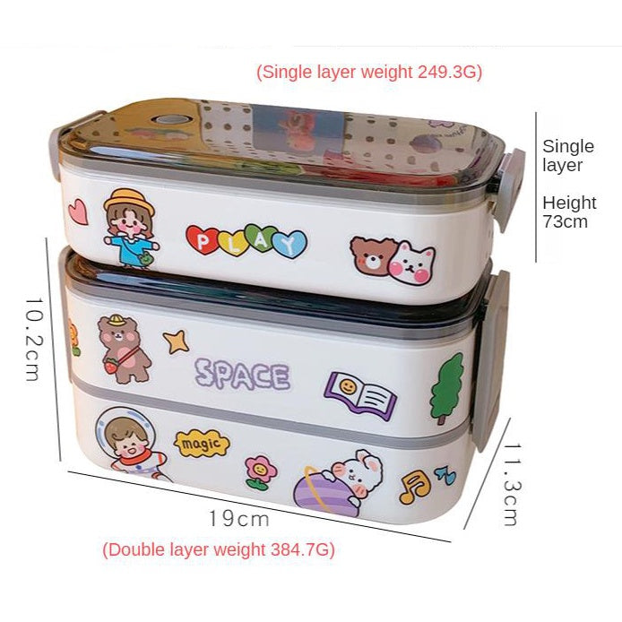 Double Layer Lunch Box Set Japanese Microwave Oven Separated Bento Box Office Lunch Box