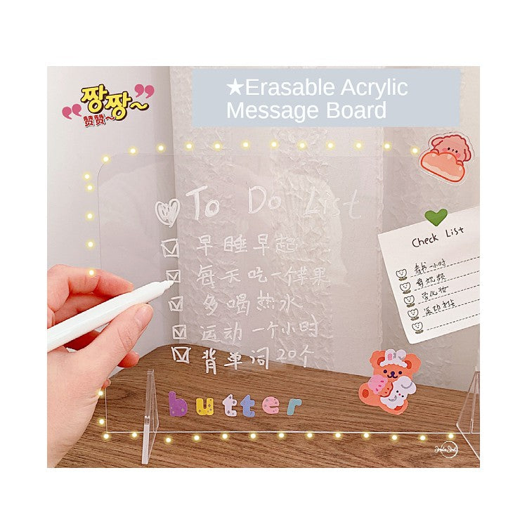 Transparent Acrylic Message Board Memo Portable Writing Note Board