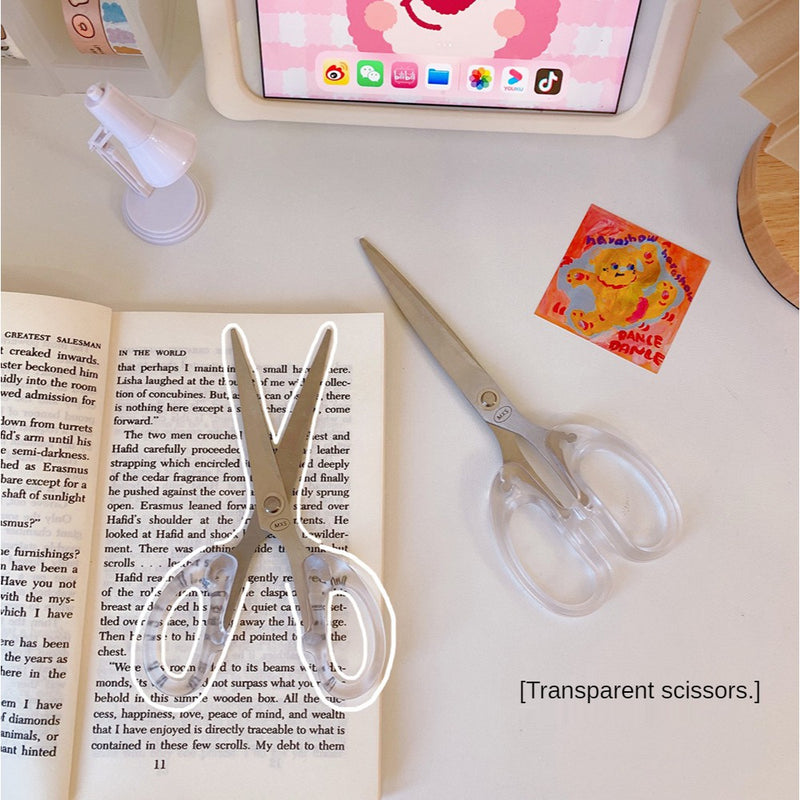 Transparent Scissors Household Scissors Office Hand Book Stationery Scissors DIY Paper Cutting Knife