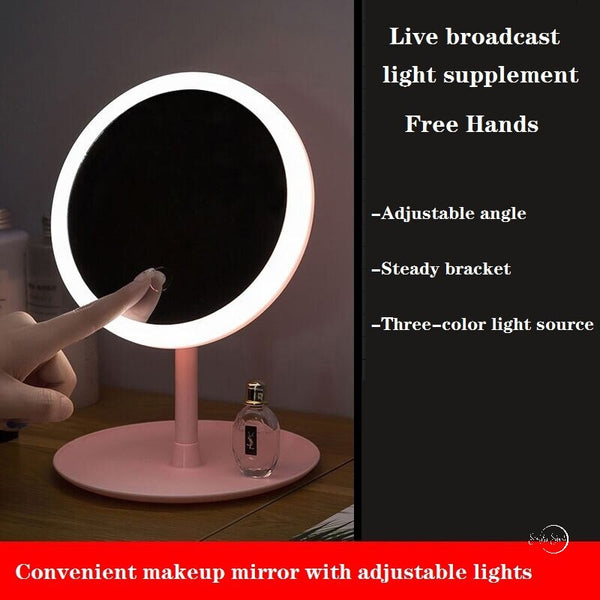 LED Makeup Mirror with Lamp Desk Top Three Adjustable Lights