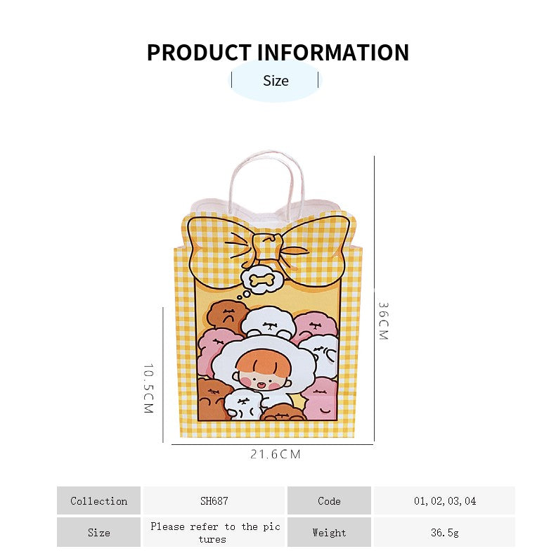 Korean Kraft Paper Gift Bag Cute Cartoon BowGoodie Bags Christmas Gift Wrapping