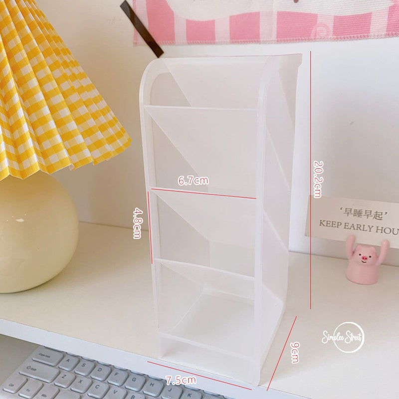 Transparent Stationery Pencil Holder Macaron Color Slanting Desktop Organizer