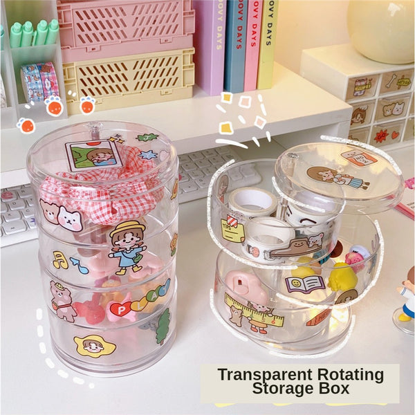 Transparent Multi-layer Rotating Storage Box Cosmetics Jewelry Desktop Collection Box