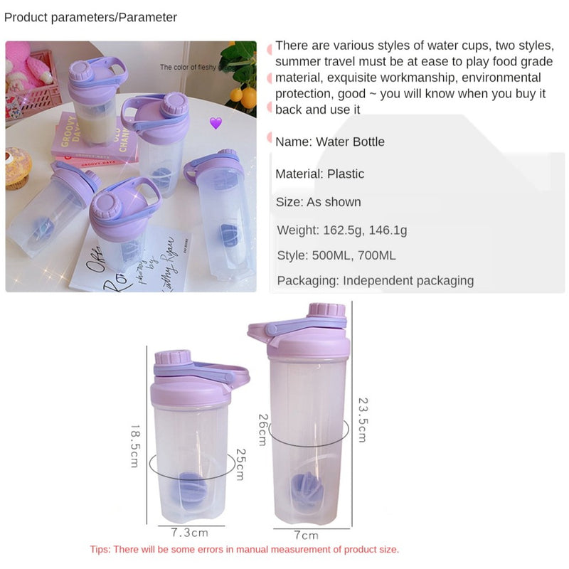 500/700ML Transparent Water Bottle Fitness Shake Cup