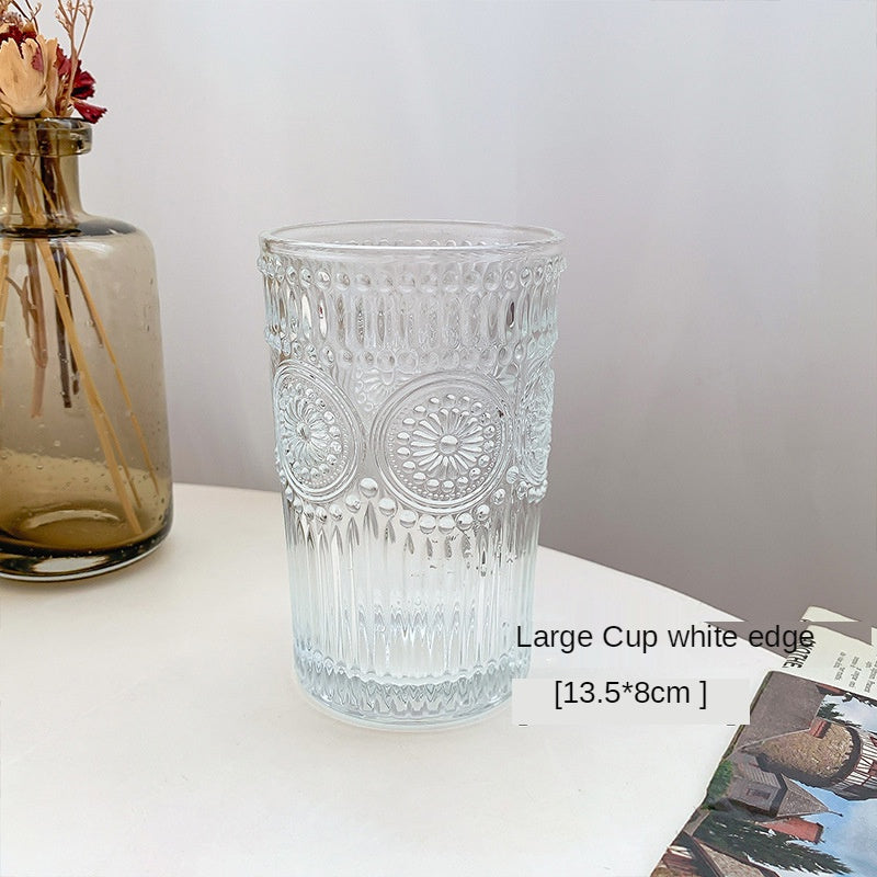 Retro Golden Edged Glass Cup Transparent Juice Drink Cups