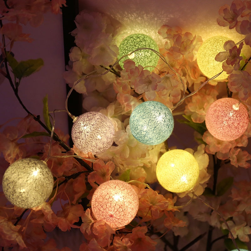 Big Cotton Balls Diameter 6CM Led Fairy String USB/Battery Lights Christmas Light Outdoor Wedding Decor