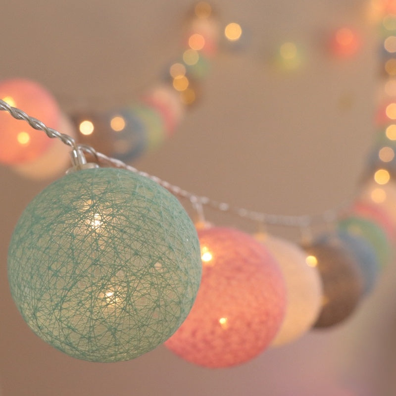 Big Cotton Balls Diameter 6CM Led Fairy String USB/Battery Lights Christmas Light Outdoor Wedding Decor
